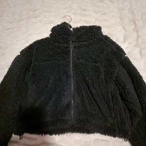 BDG Charcoal Fuzzy Zip-Up Jacket